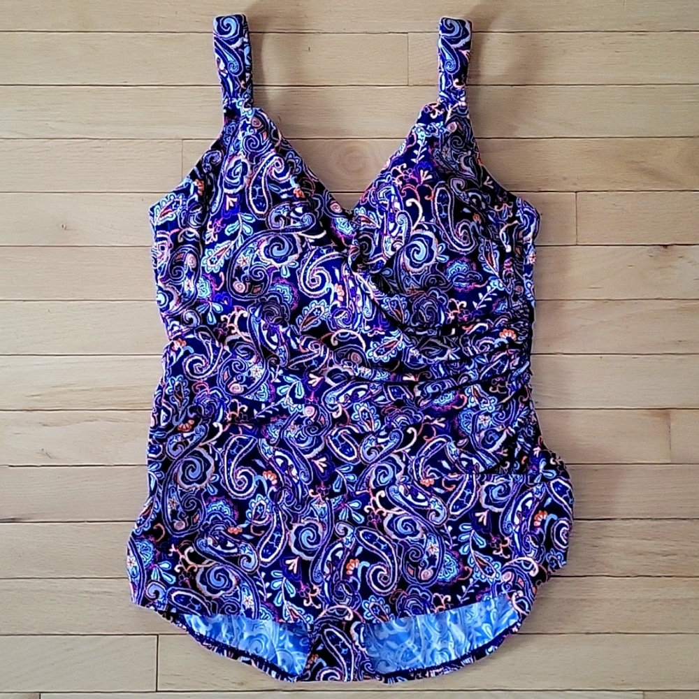 NWT LANDS' END one-piece swimsuit blue size 16P